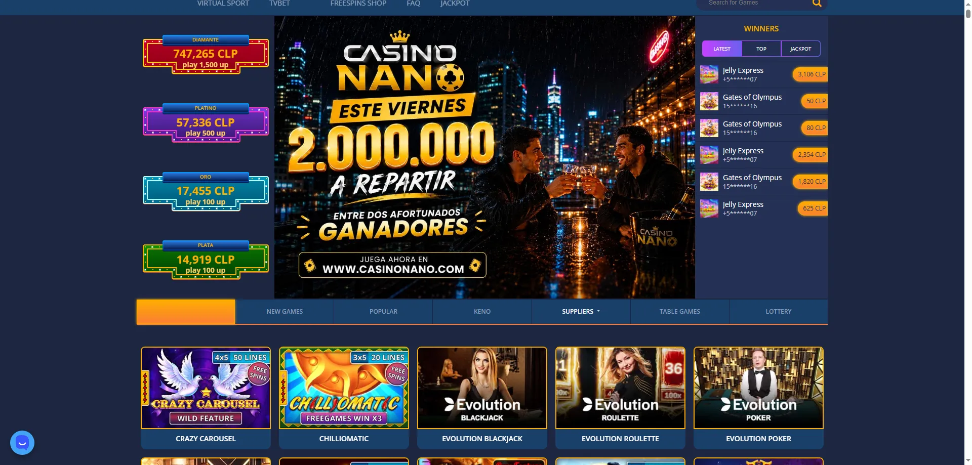 Nano Casino Chile plataforma oficial — juegos y pagos en CLP